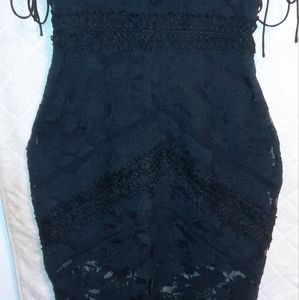 Adelyn Rae Drawstring Netted/Lace Dress